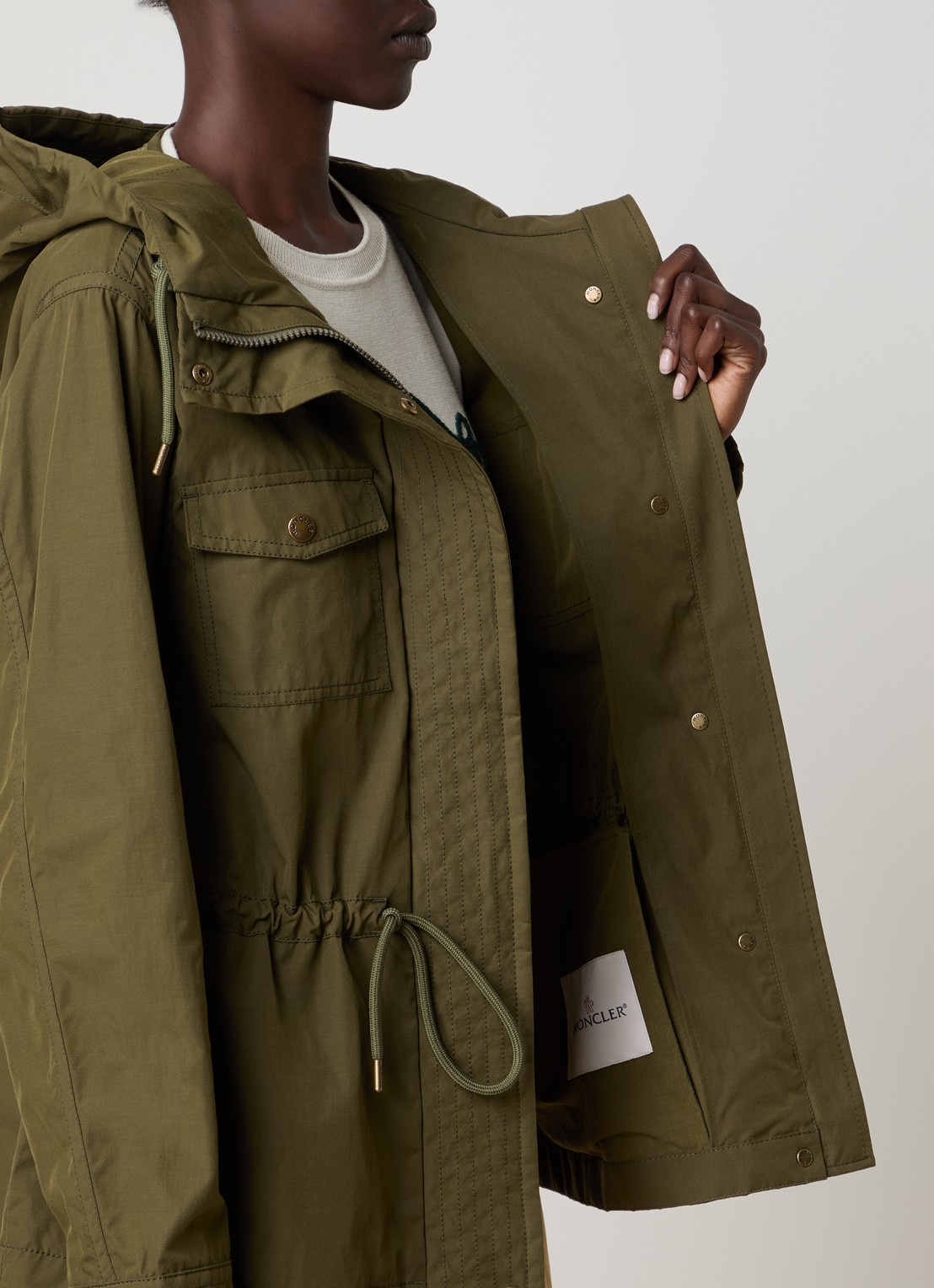Moncler Serin softshell parka met steekzakken - detail 4 mosgroen