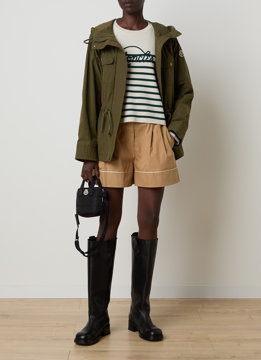 Moncler Serin softshell parka met steekzakken - voorkant 6 mosgroen