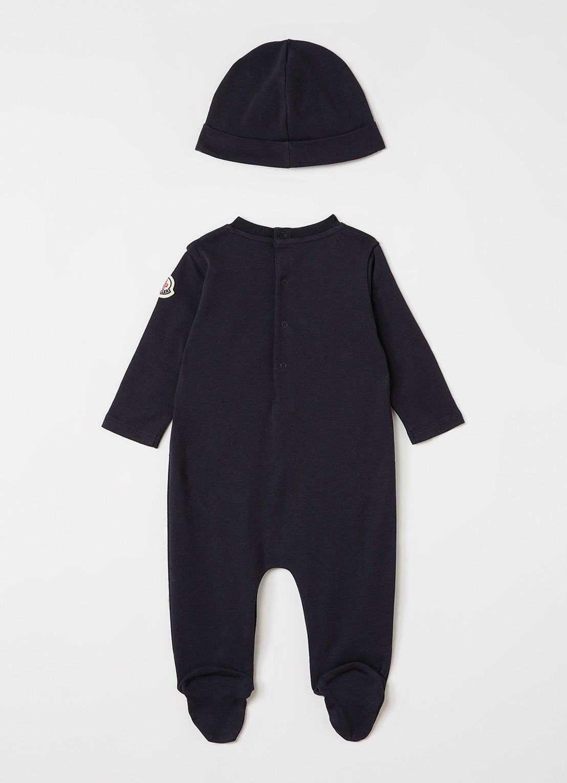 Moncler Set van babypak met muts in giftbox 2-delig - voorkant 3 donkerblauw