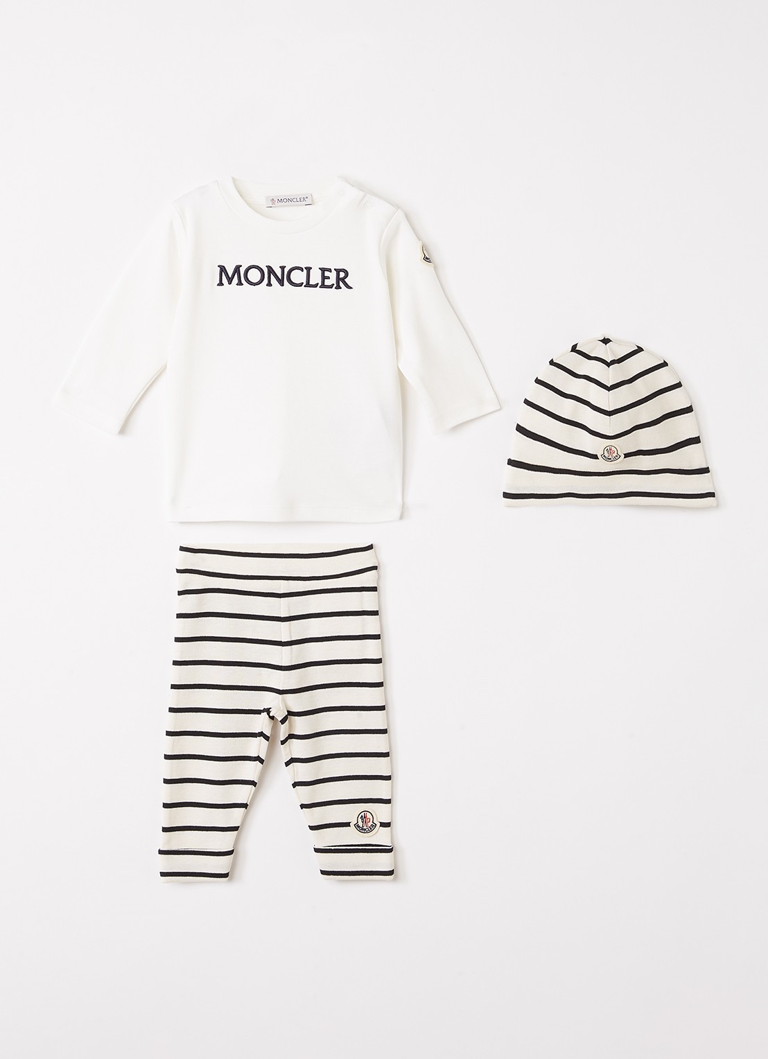 Moncler Set van longsleeve met legging en muts in giftbox 3-delig - voorkant 2 gebroken wit