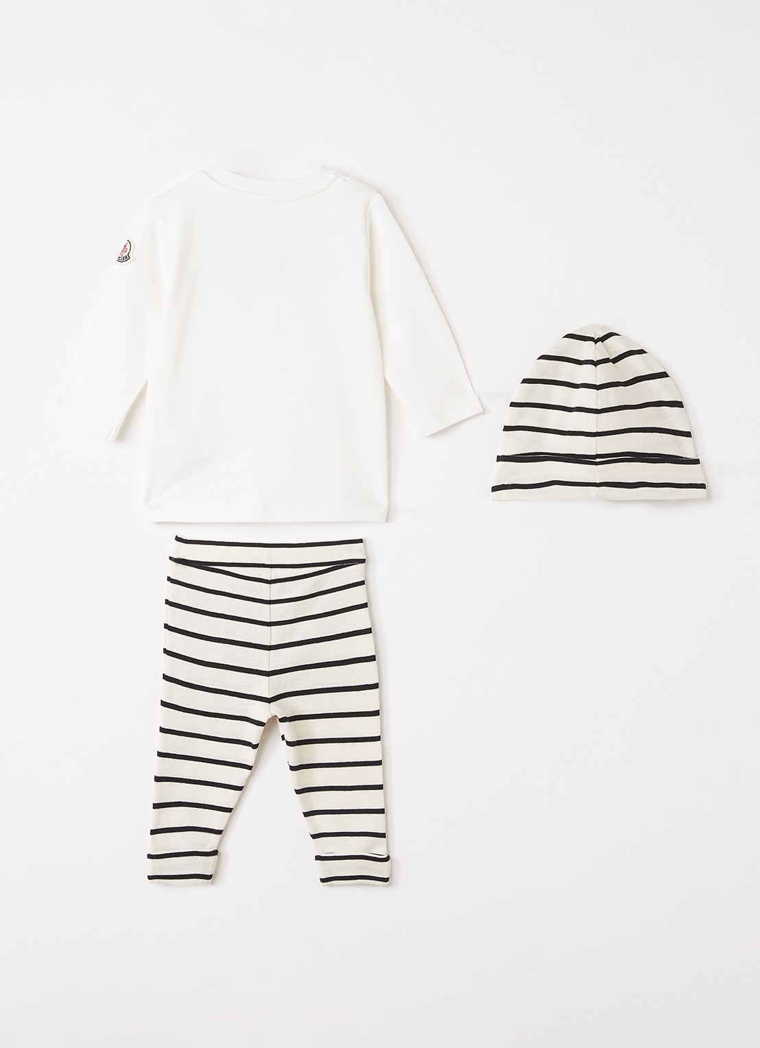 Moncler Set van longsleeve met legging en muts in giftbox 3-delig - voorkant 3 gebroken wit