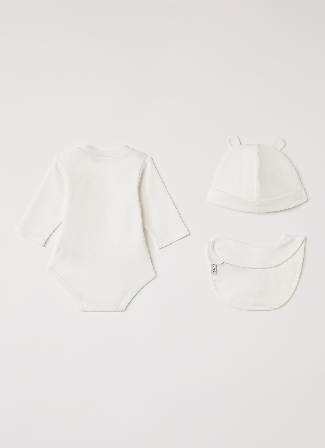 Moncler Set van romper met muts en slab in giftbox 3-delig - voorkant 3 wit