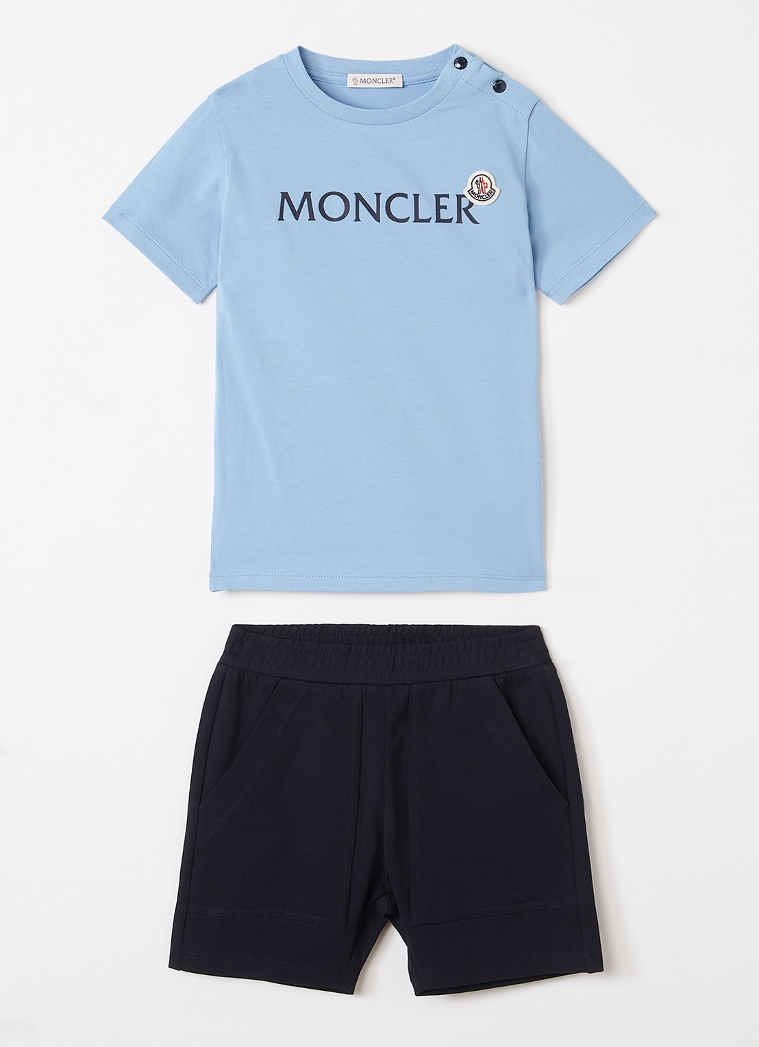 Moncler Set van T-shirt met korte broek 2-delig - voorkant blauw