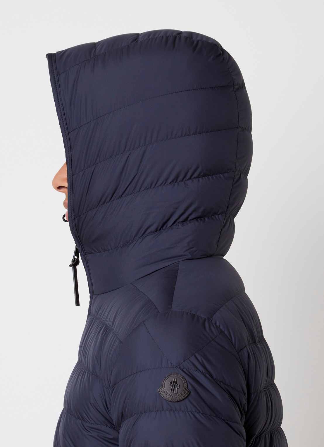Moncler Solien puffer jack met donsvulling en ritszakken - detail 5 donkerblauw