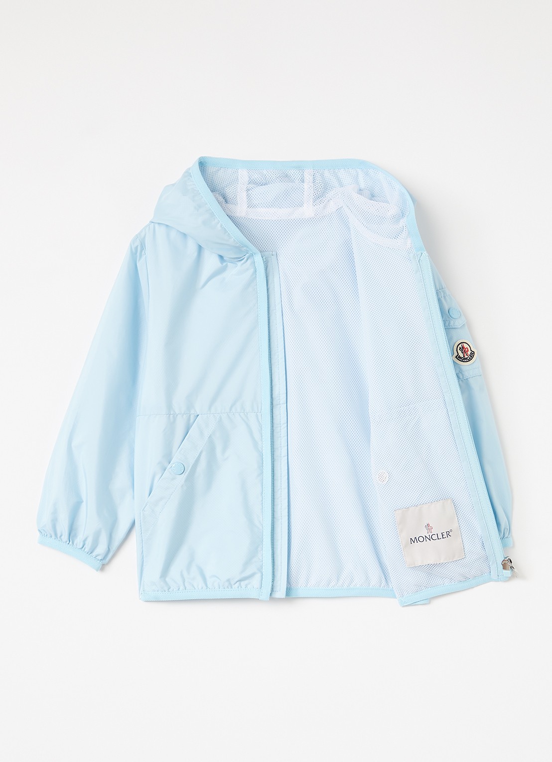 Moncler Songu windjack met logo - voorkant 2 lichtblauw