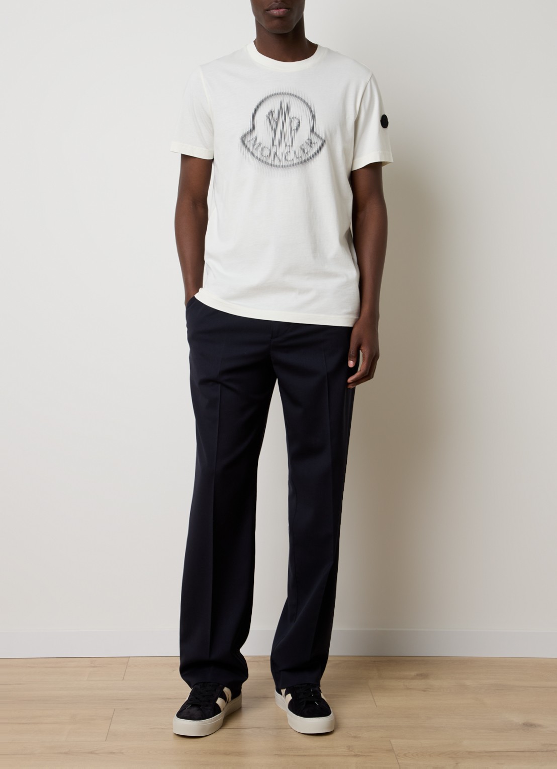 Moncler Sportivo straight fit pantalon in scheerwolblend met steekzakken - voorkant 3 donkerblauw