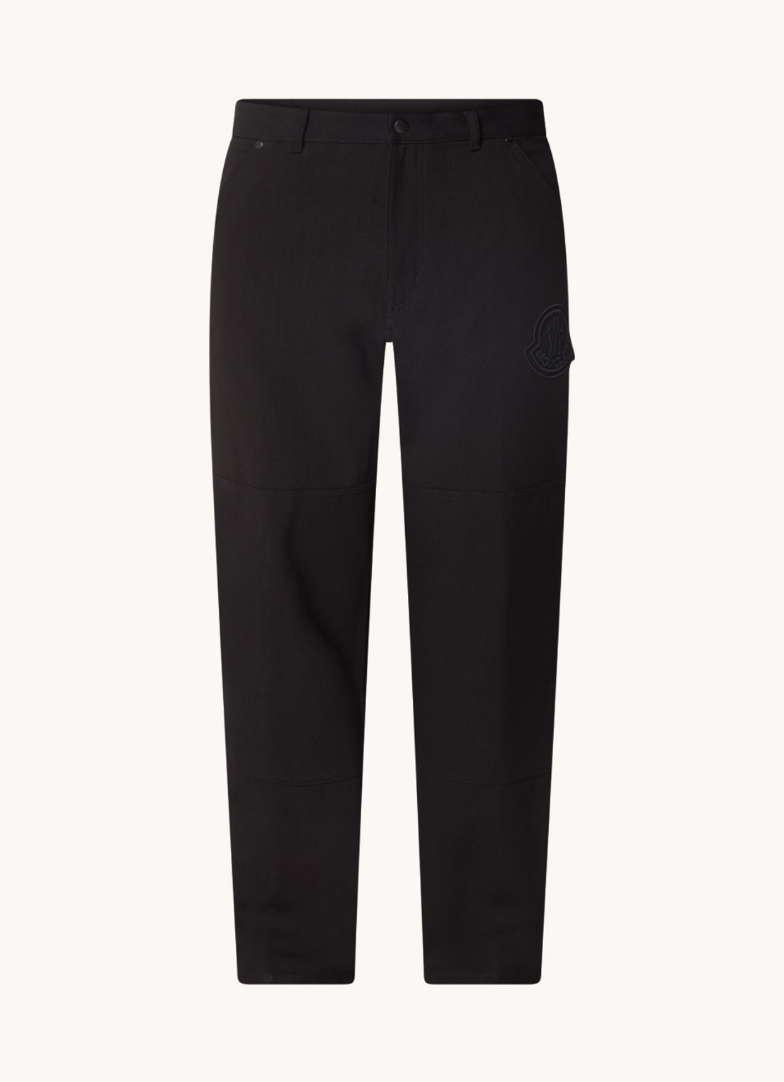 Moncler Straight fit broek met logoborduring  - voorkant 4 zwart