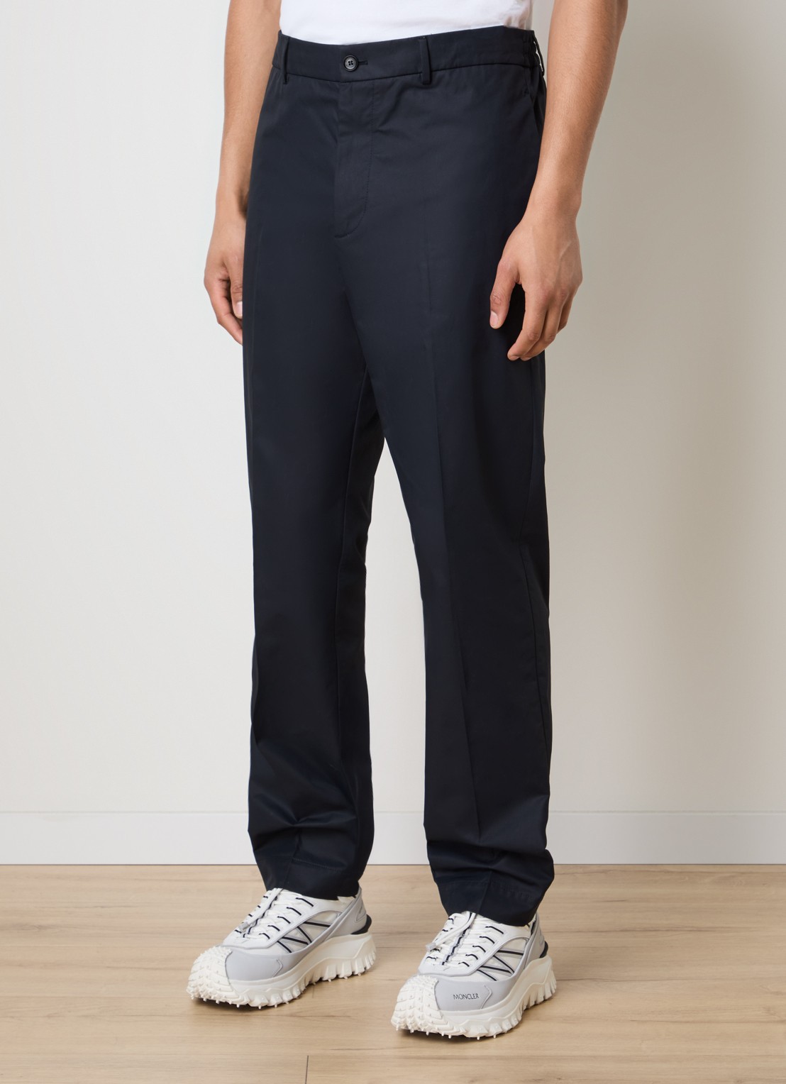 Moncler Straight fit chino met steekzakken - detail 3 donkerblauw