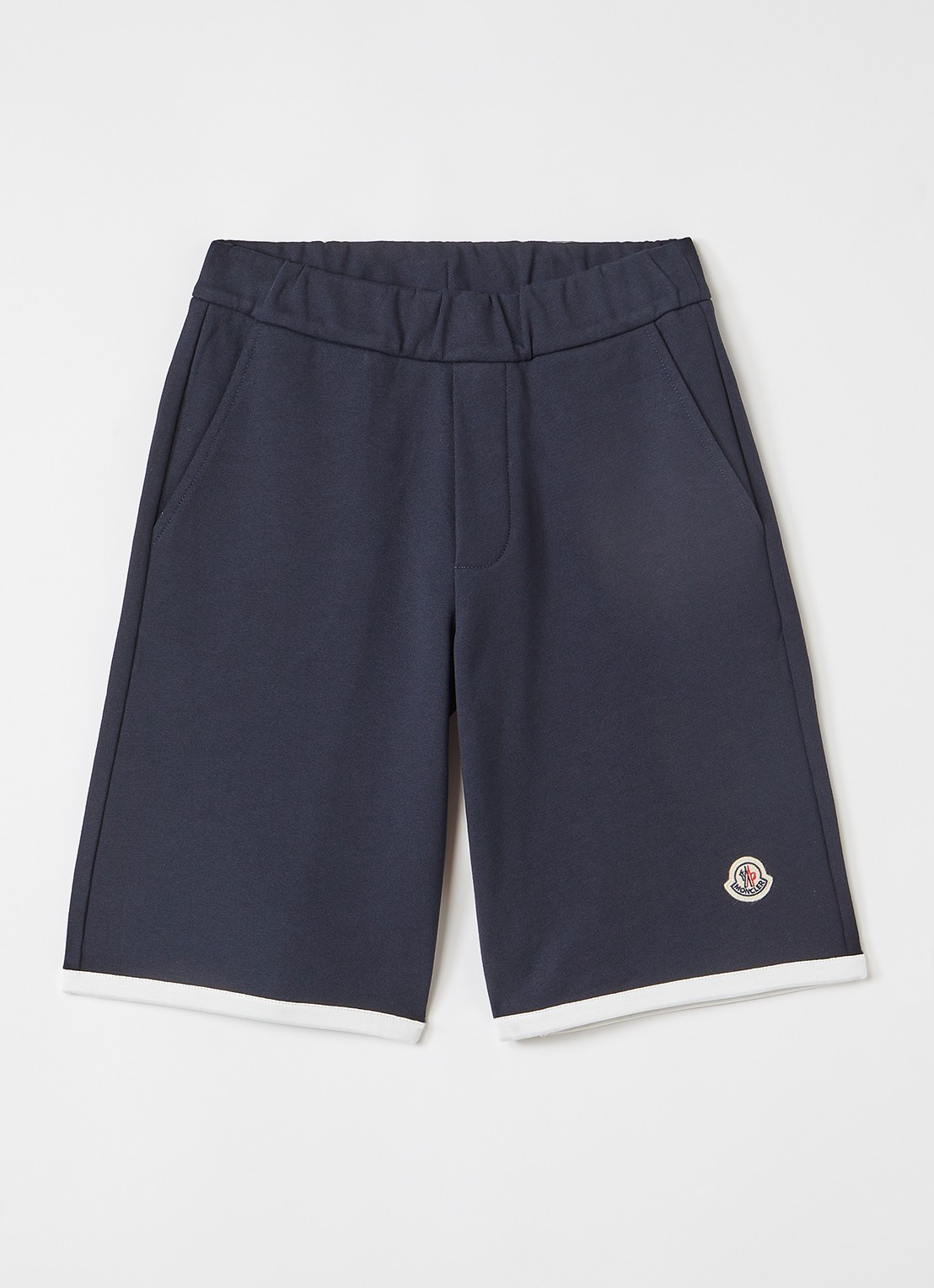 Moncler Straight fit korte joggingbroek met logo - voorkant 2 donkerblauw