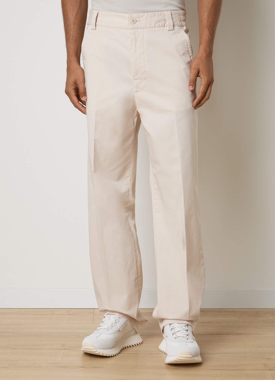 Moncler Straight fit pantalon met steekzakken - detail creme