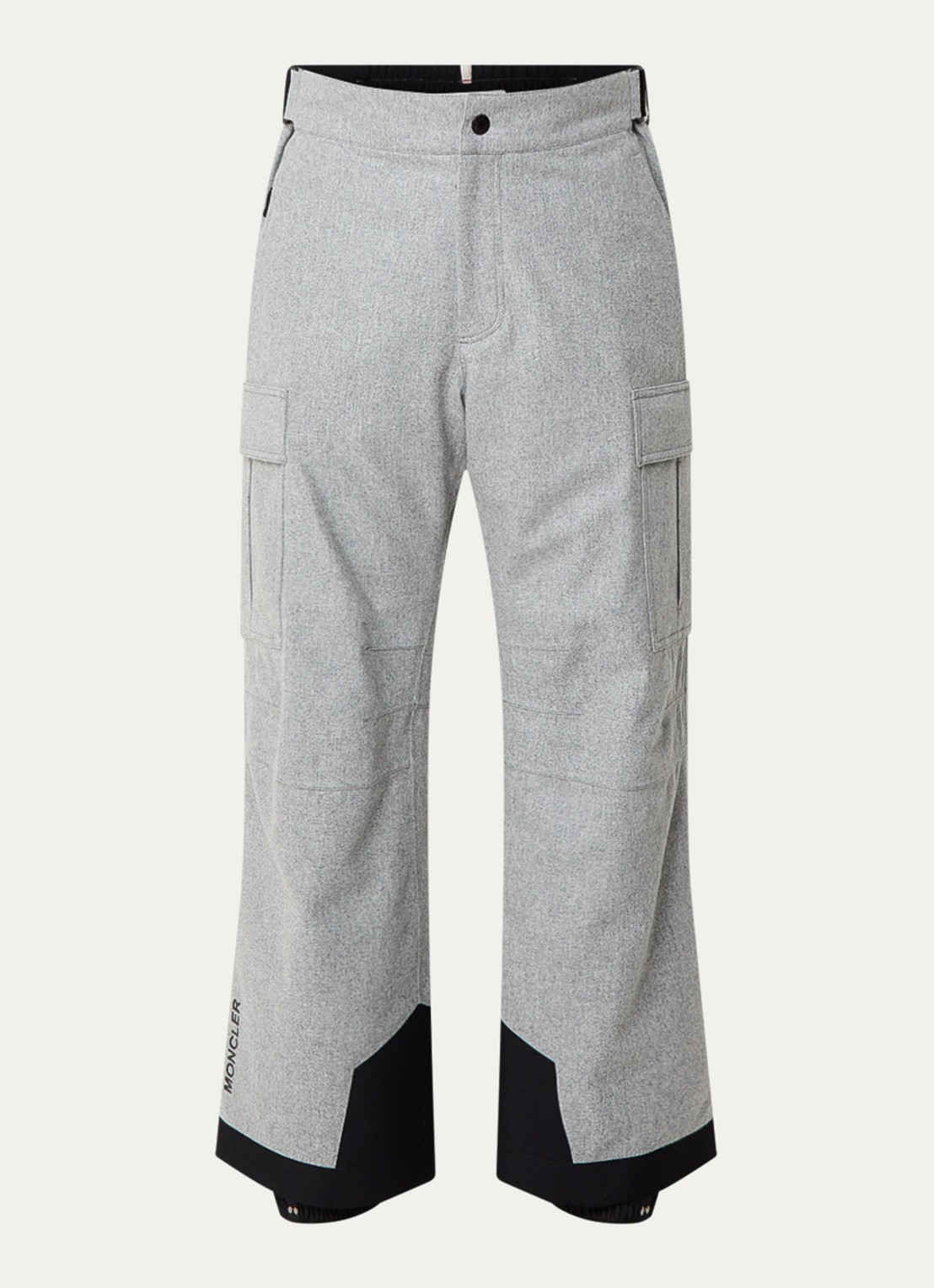 Moncler Straight fit ski-broek van scheerwol met klepzakken - voorkant 2 grijsmele