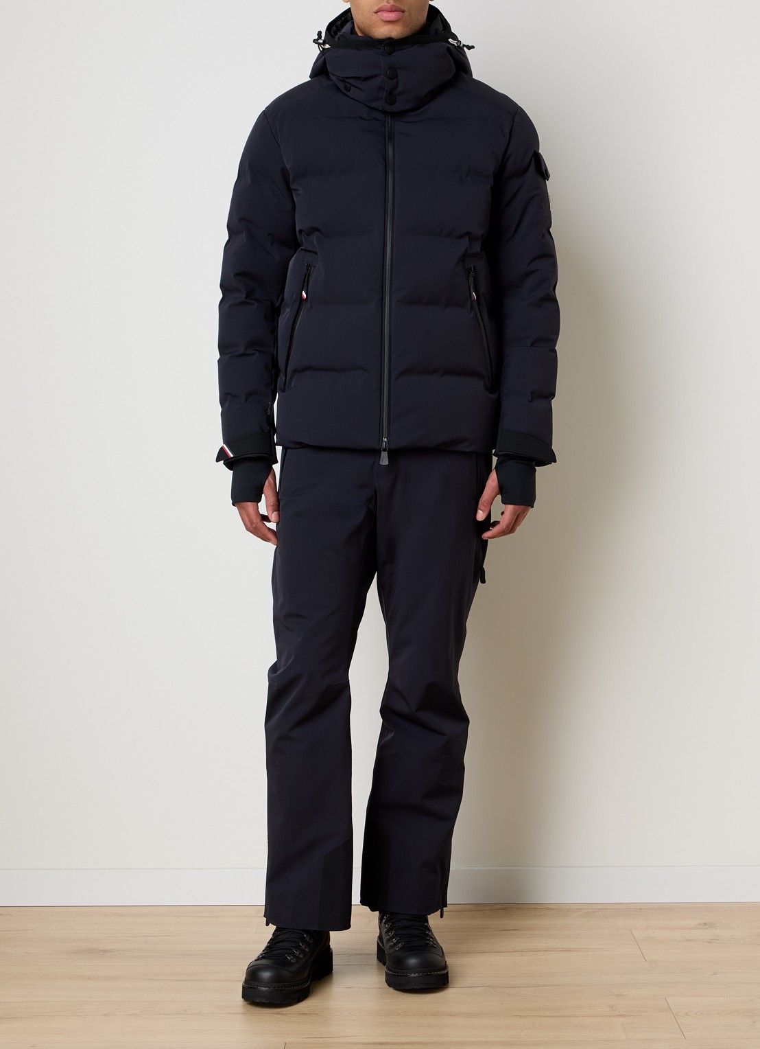 Moncler Straight fit skibroek met ritszakken - voorkant 3 zwart
