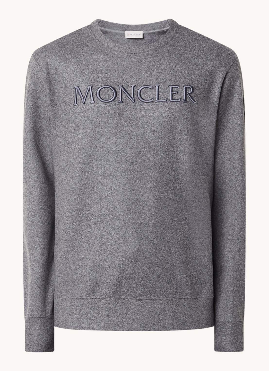 Moncler Sweater in wolblend met logoborduring - voorkant 2 legergroen