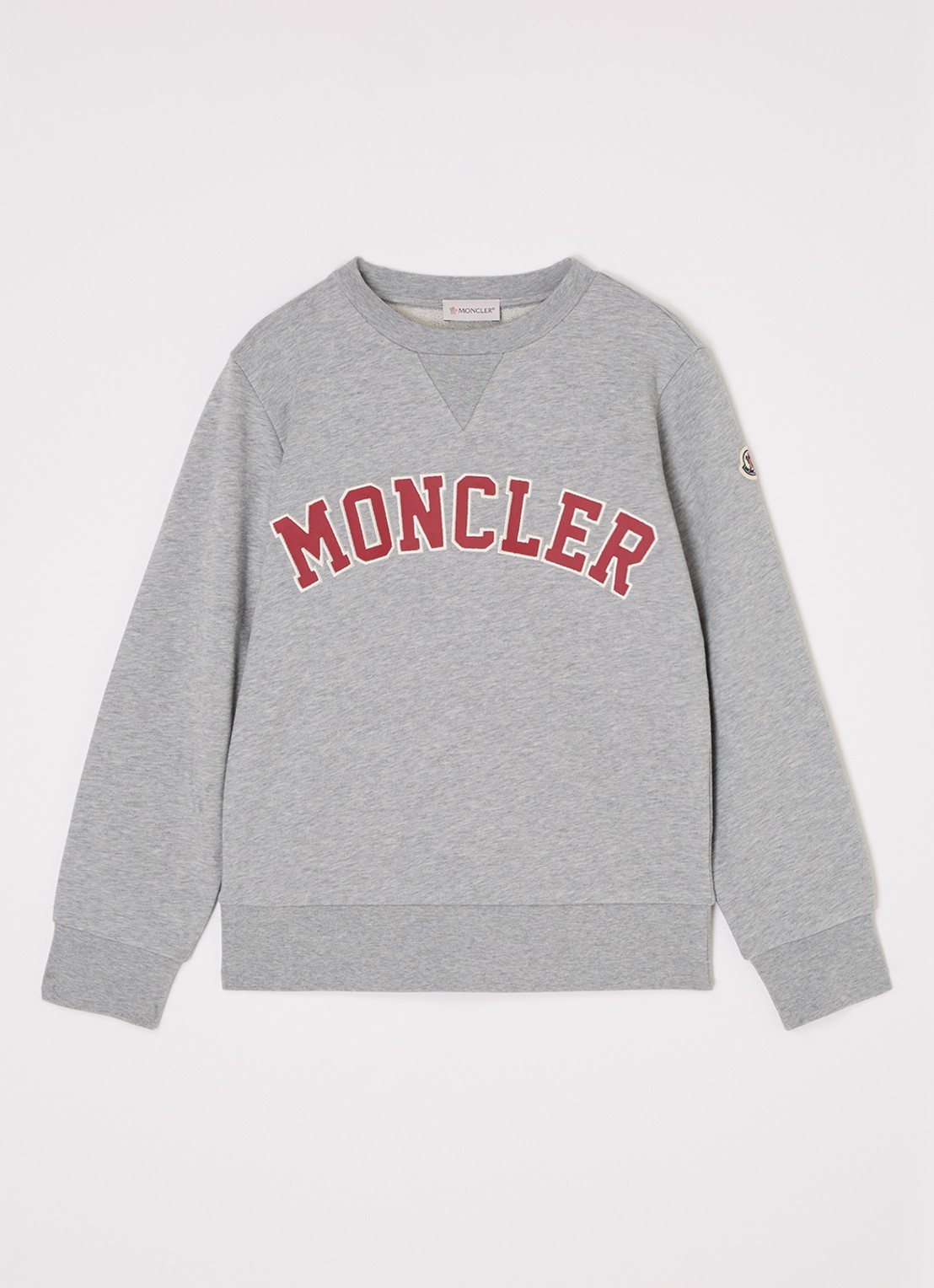 Moncler Sweater met logoborduring - voorkant grijsmele
