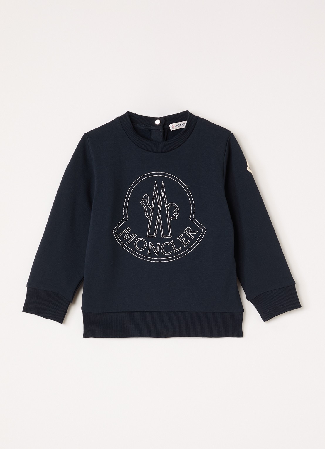 Moncler Sweater met logoborduring - voorkant blauw