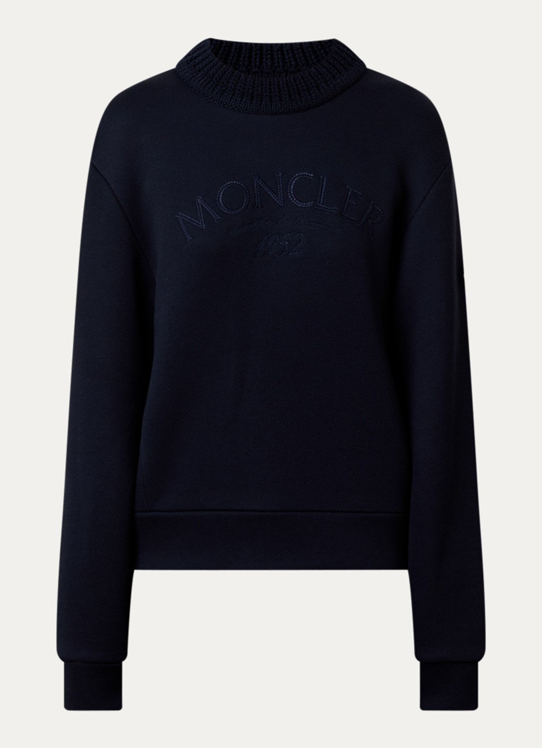 Moncler Sweater met logoborduring - voorkant donkerblauw