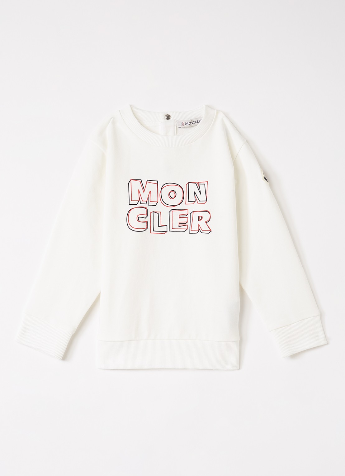 Moncler Sweater met logoprint - voorkant gebroken wit