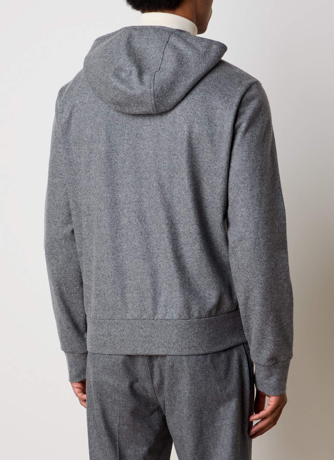 Moncler Sweatvest in scheerwolblend met capuchon - achterkant 4 grijsmele