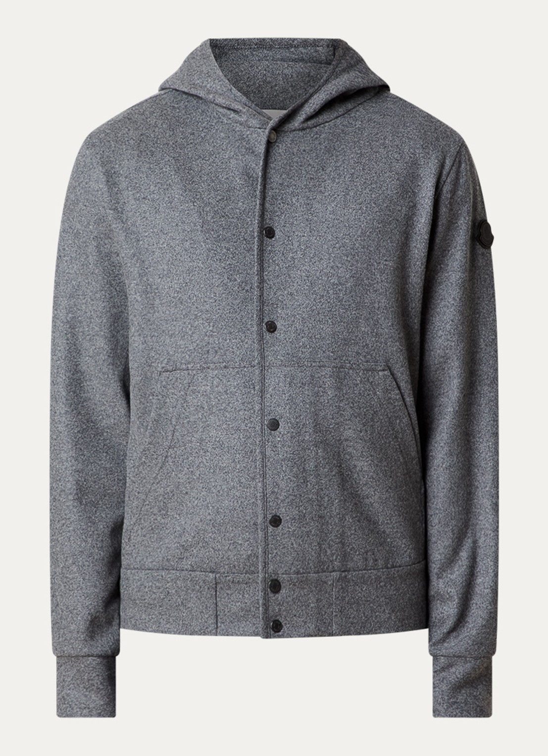 Moncler Sweatvest in scheerwolblend met capuchon - voorkant 5 grijsmele