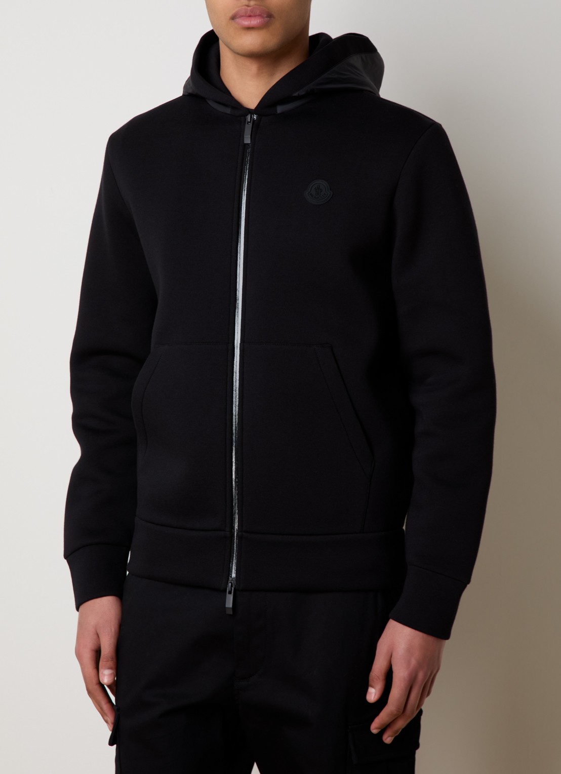 Moncler Sweatvest met capuchon en logo - detail 4 zwart