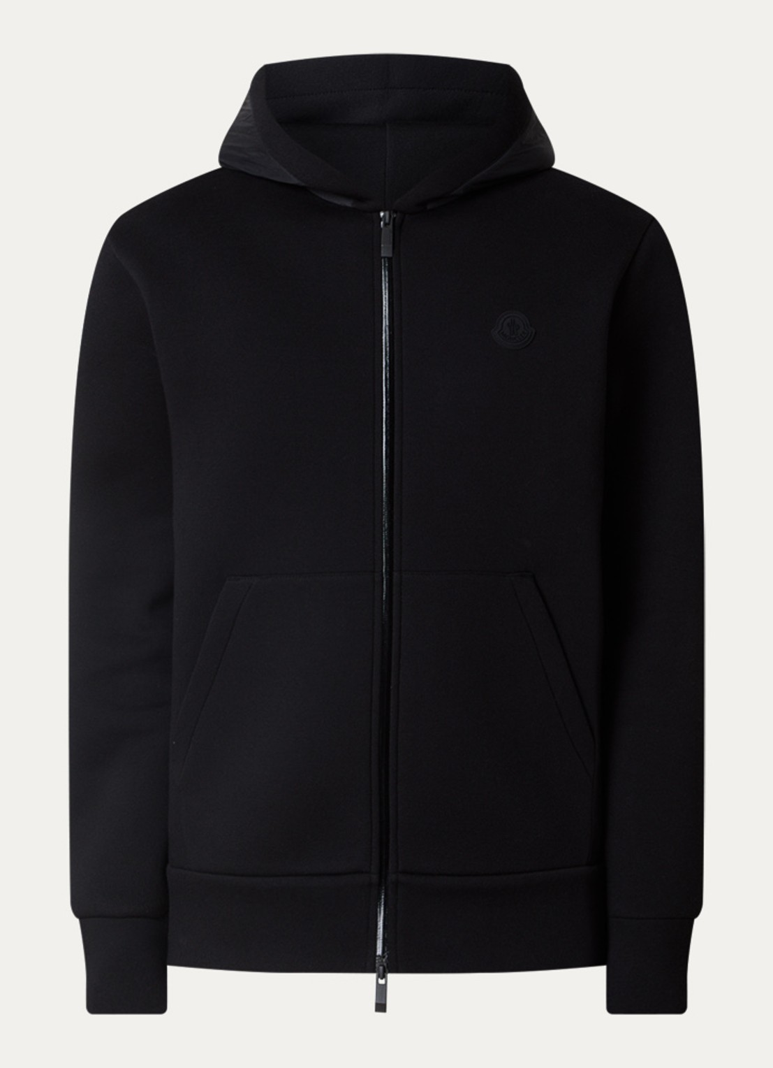 Moncler Sweatvest met capuchon en logo - voorkant 2 zwart