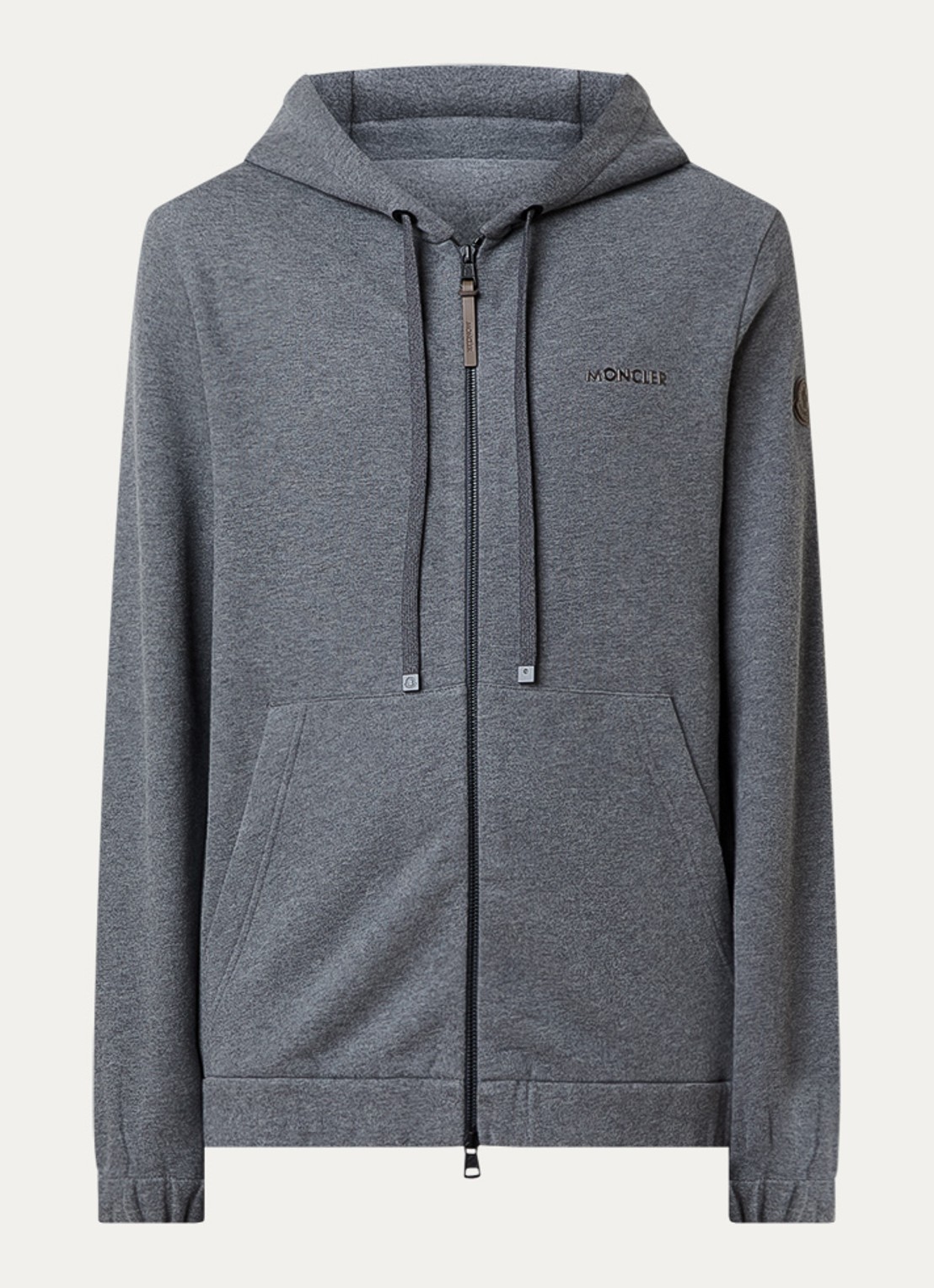 Moncler Sweatvest met capuchon en logo - voorkant 4 donkergrijs
