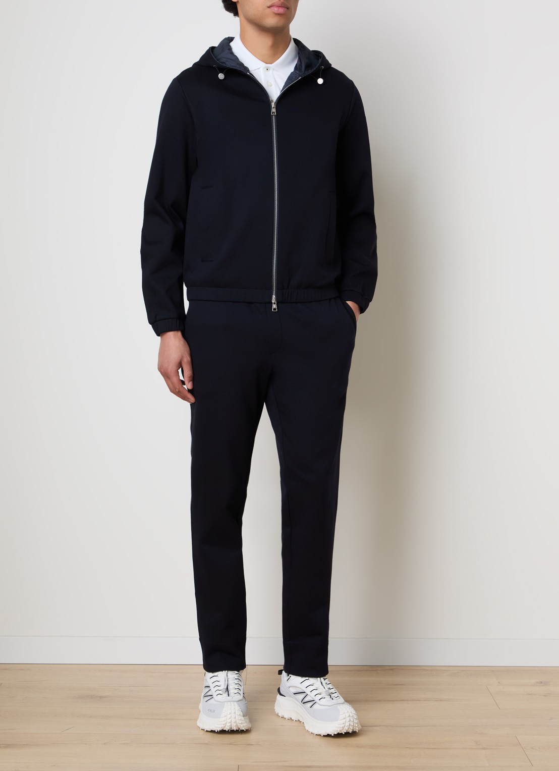 Moncler Sweatvest met capuchon en steekzakken - voorkant 6 donkerblauw