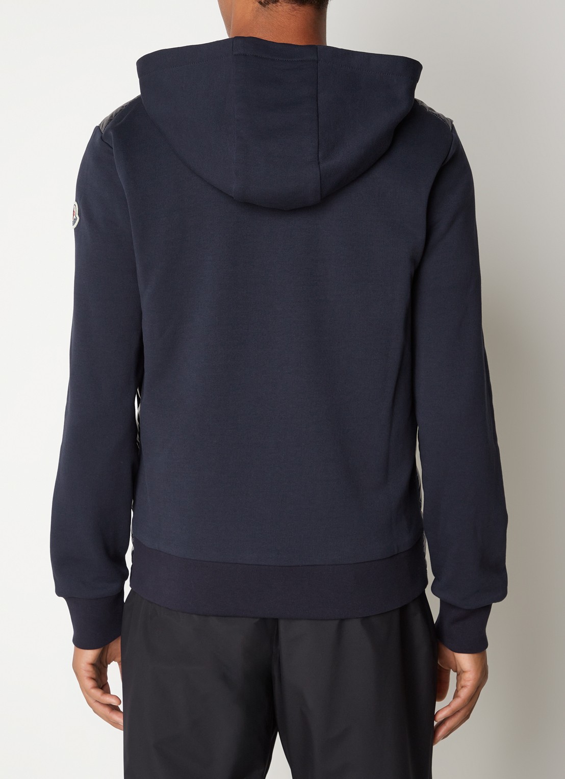 Moncler Sweatvest van jersey met gewatteerde voorpand en donsvulling  - achterkant donkerblauw