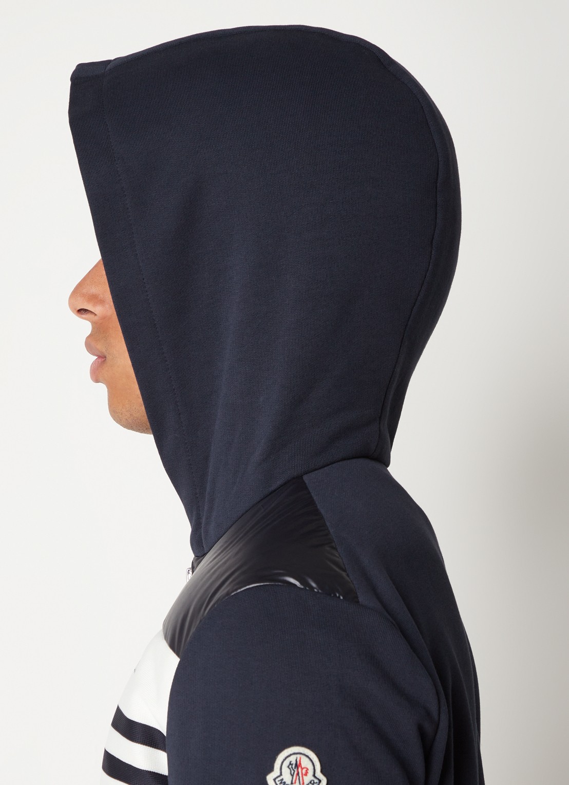 Moncler Sweatvest van jersey met gewatteerde voorpand en donsvulling  - detail 3 donkerblauw