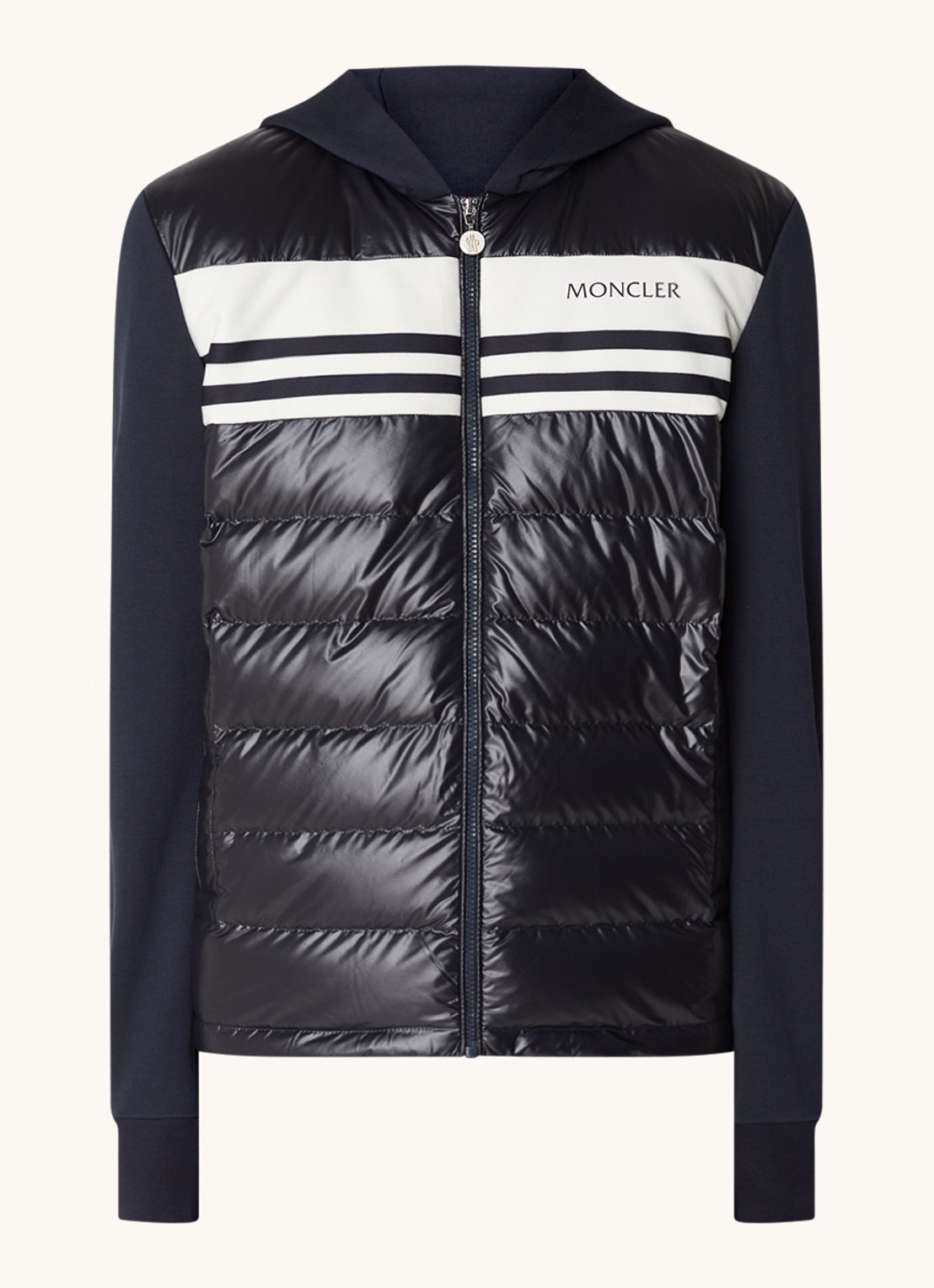 Moncler Sweatvest van jersey met gewatteerde voorpand en donsvulling  - voorkant 5 donkerblauw