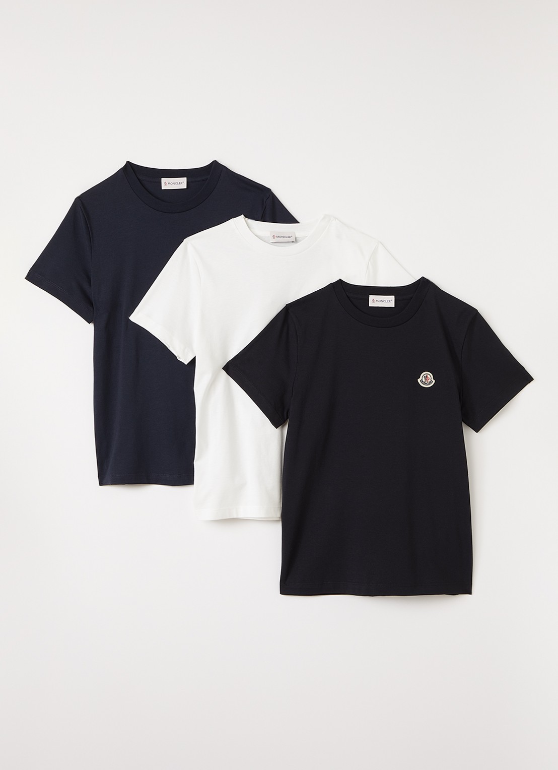 Moncler T-shirt in 3-pack - voorkant wit