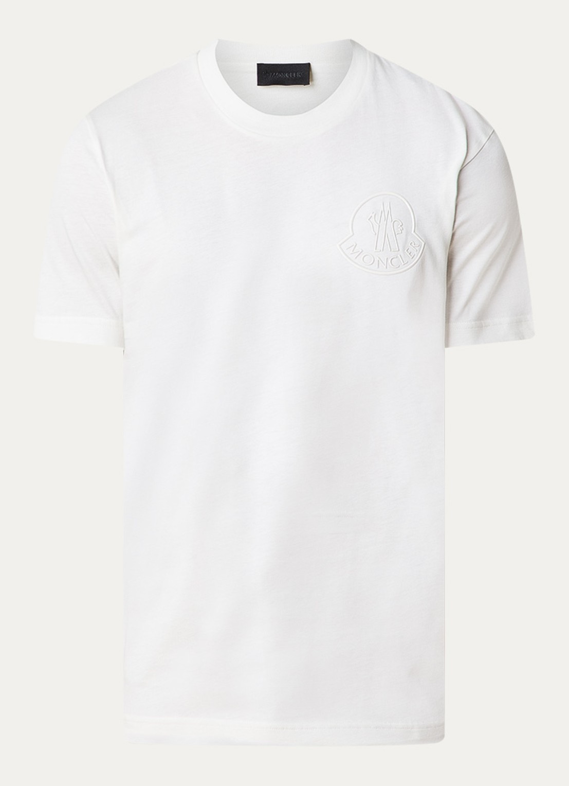 Moncler T-shirt met 3D logo - voorkant 4 gebroken wit