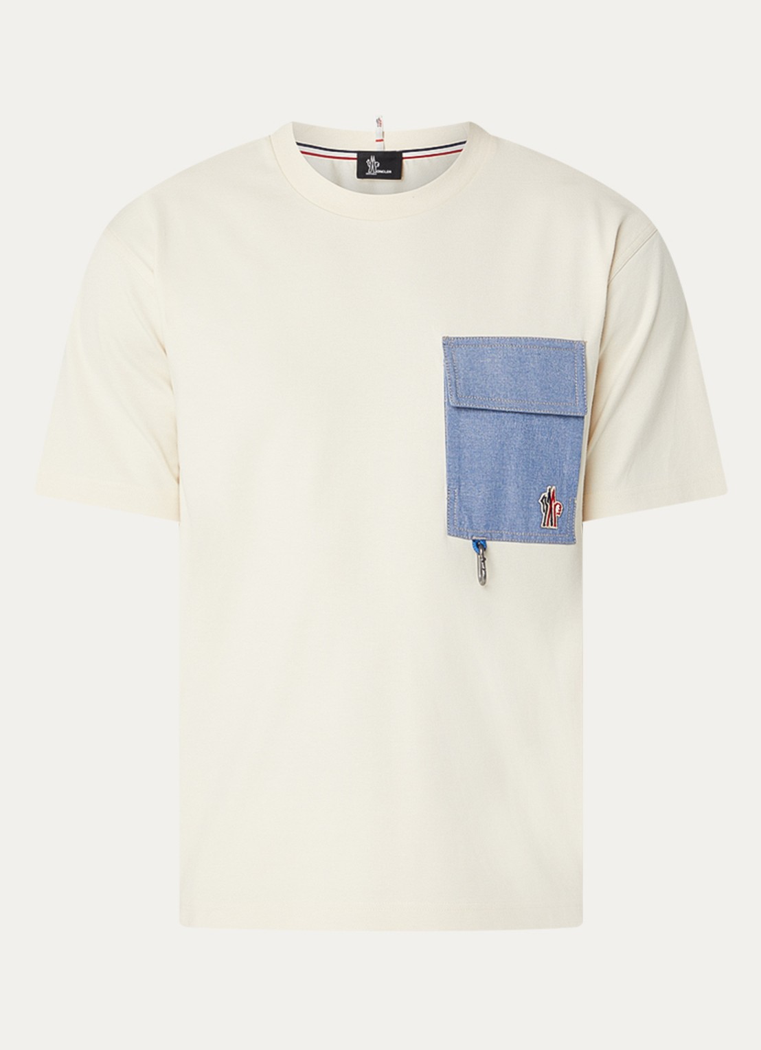 Moncler T-shirt met borstzak en logo - voorkant 2 beige