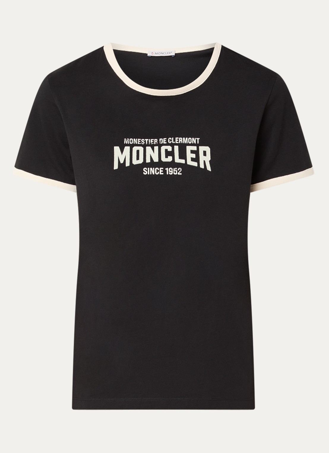 Moncler T-shirt met flock logoprint - voorkant zwart