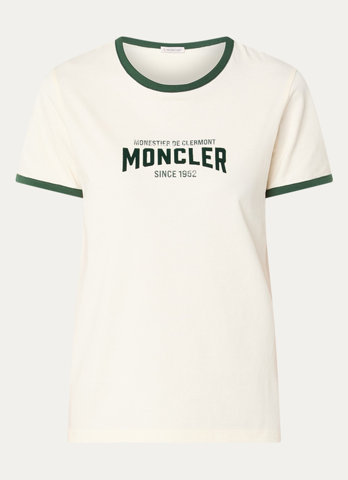 Moncler T-shirt met flock logoprint - voorkant 3 creme