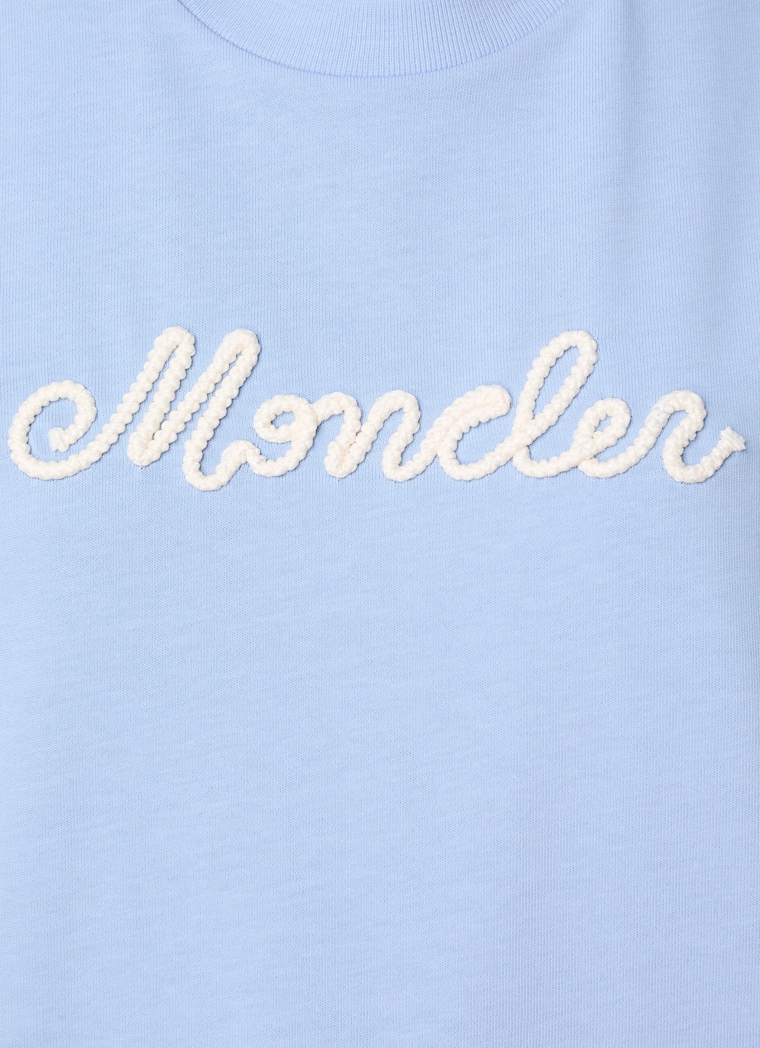 Moncler T-shirt met flock logoprint - detail 4 blauwgrijs
