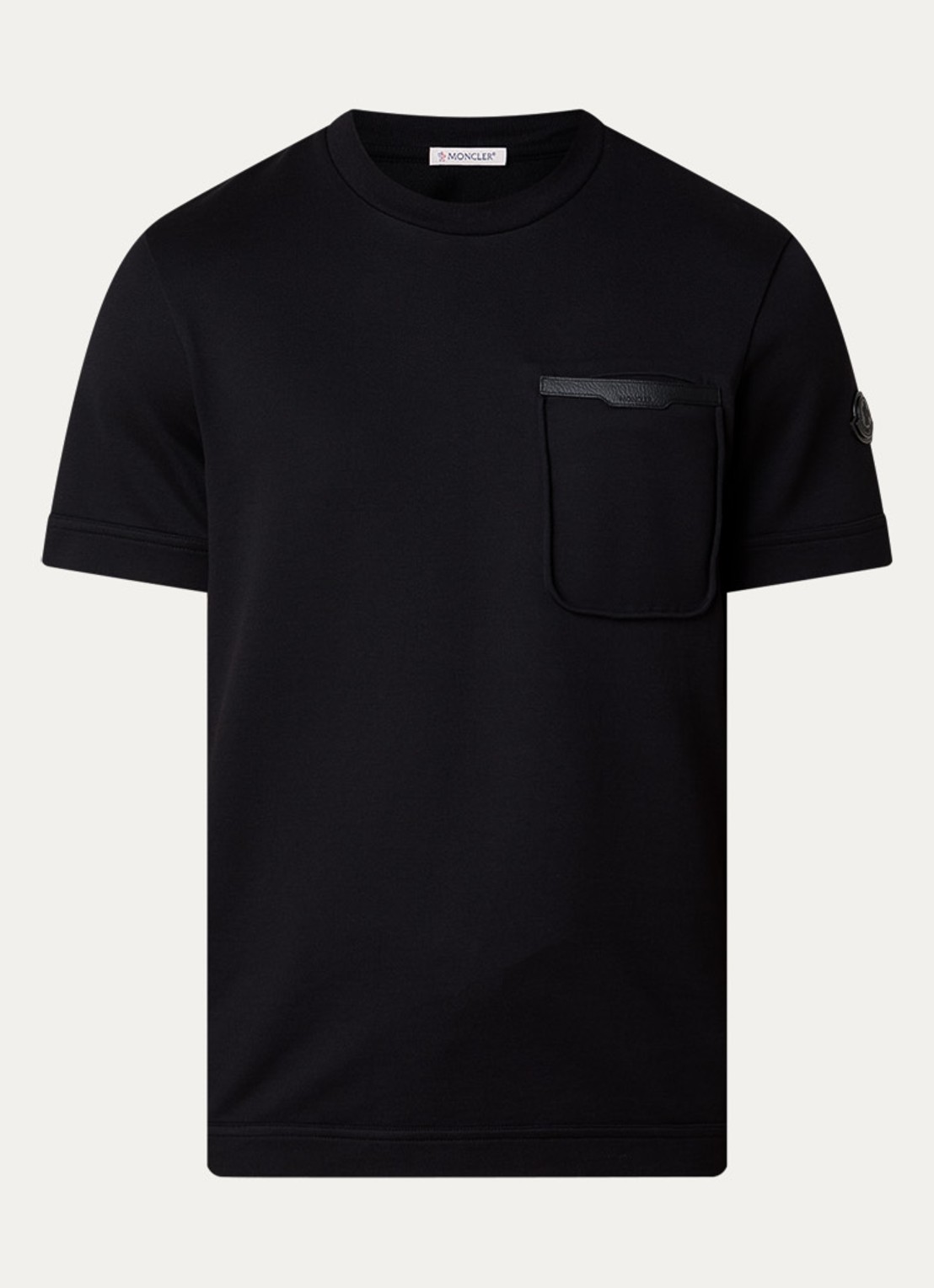 Moncler T-shirt met logo en borstzak - voorkant 2 zwart