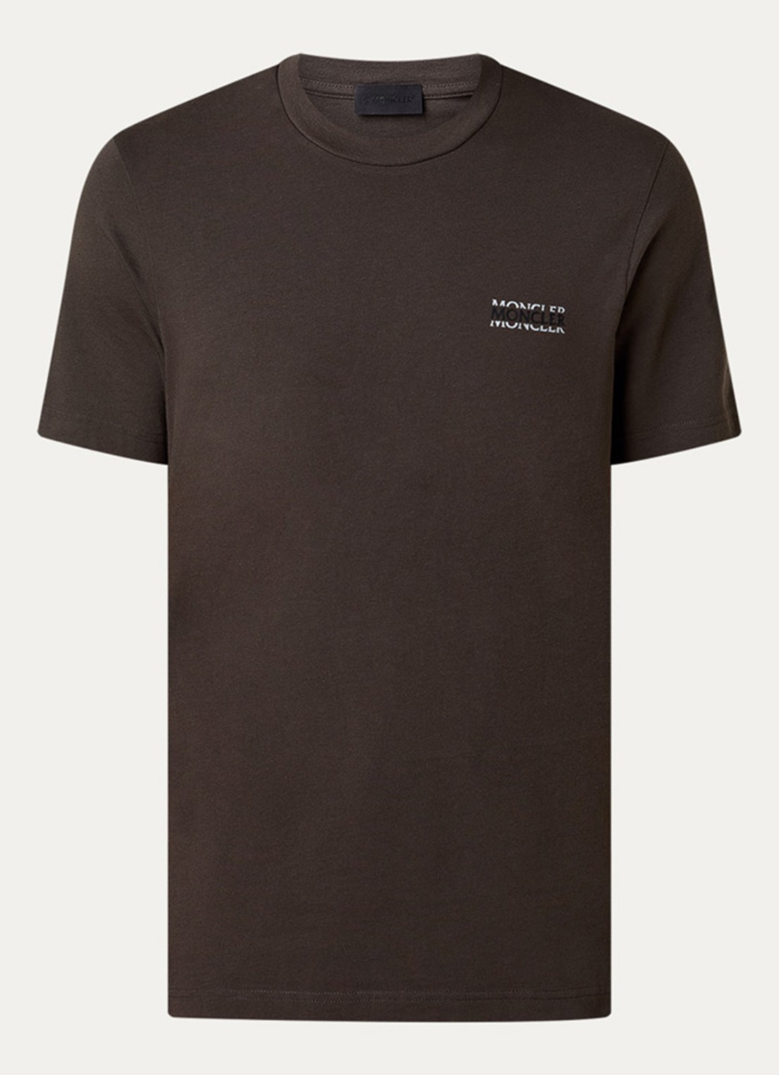 Moncler T-shirt met logo - voorkant donkerbruin