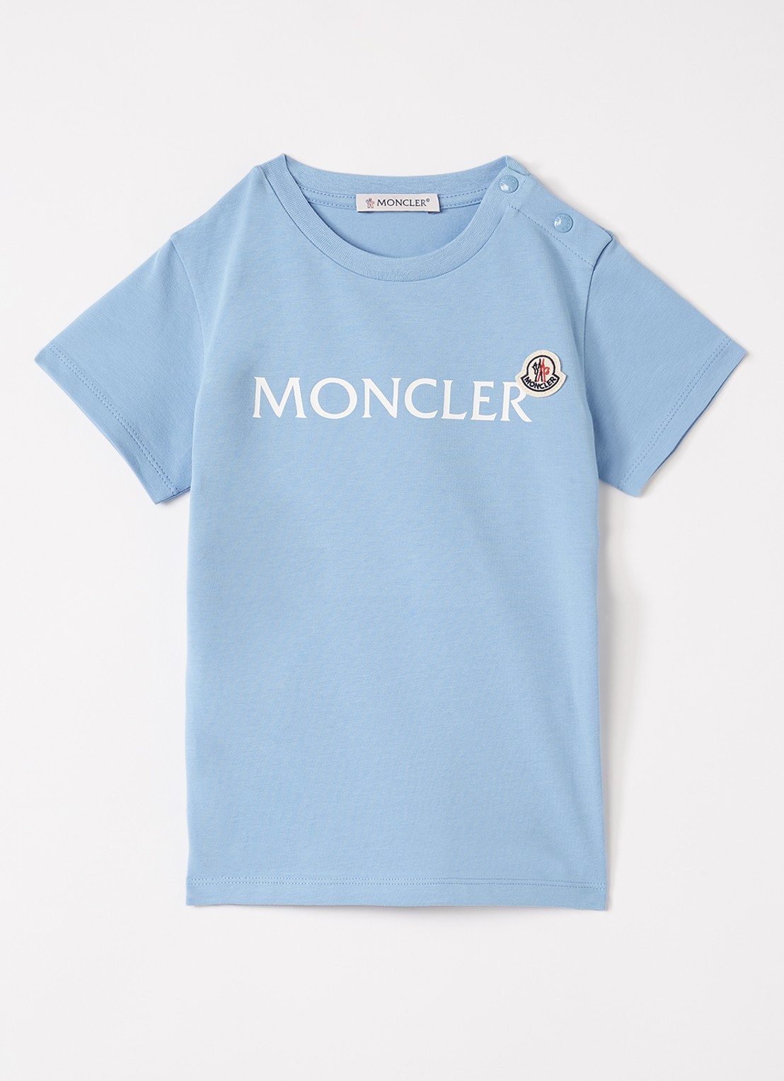 Moncler T-shirt met logo - voorkant lichtblauw
