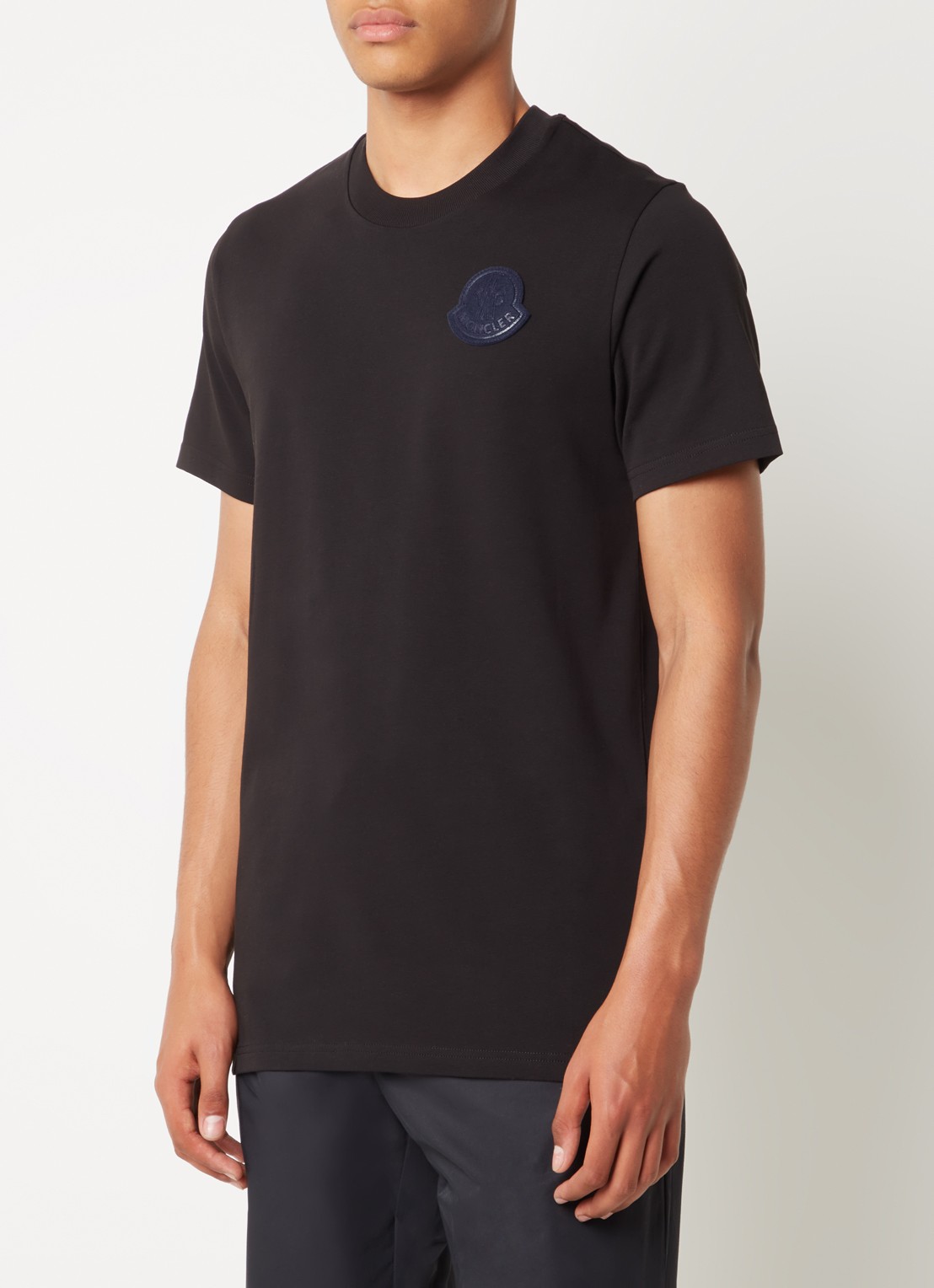 Moncler T-shirt met logoborduring  - detail 4 zwart