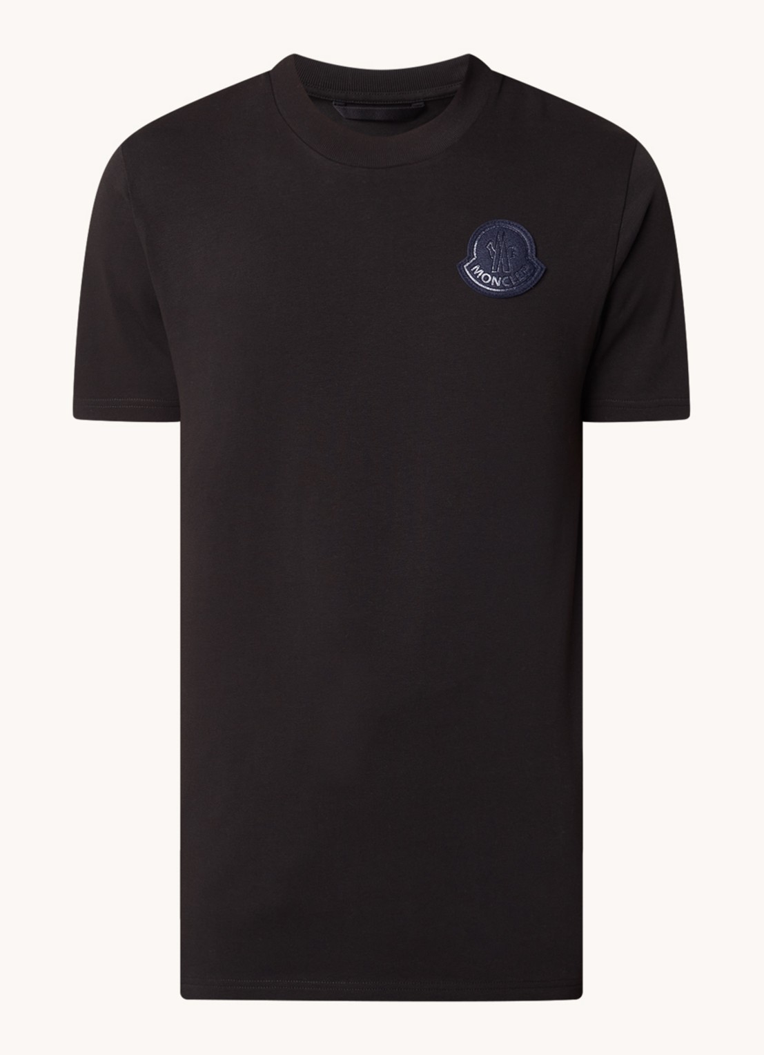 Moncler T-shirt met logoborduring  - voorkant 2 zwart