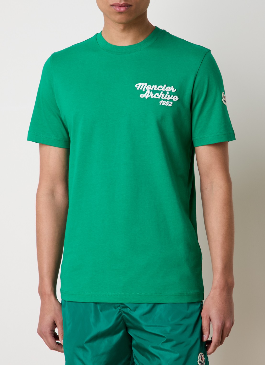 Moncler T-shirt met logoborduring - detail groen