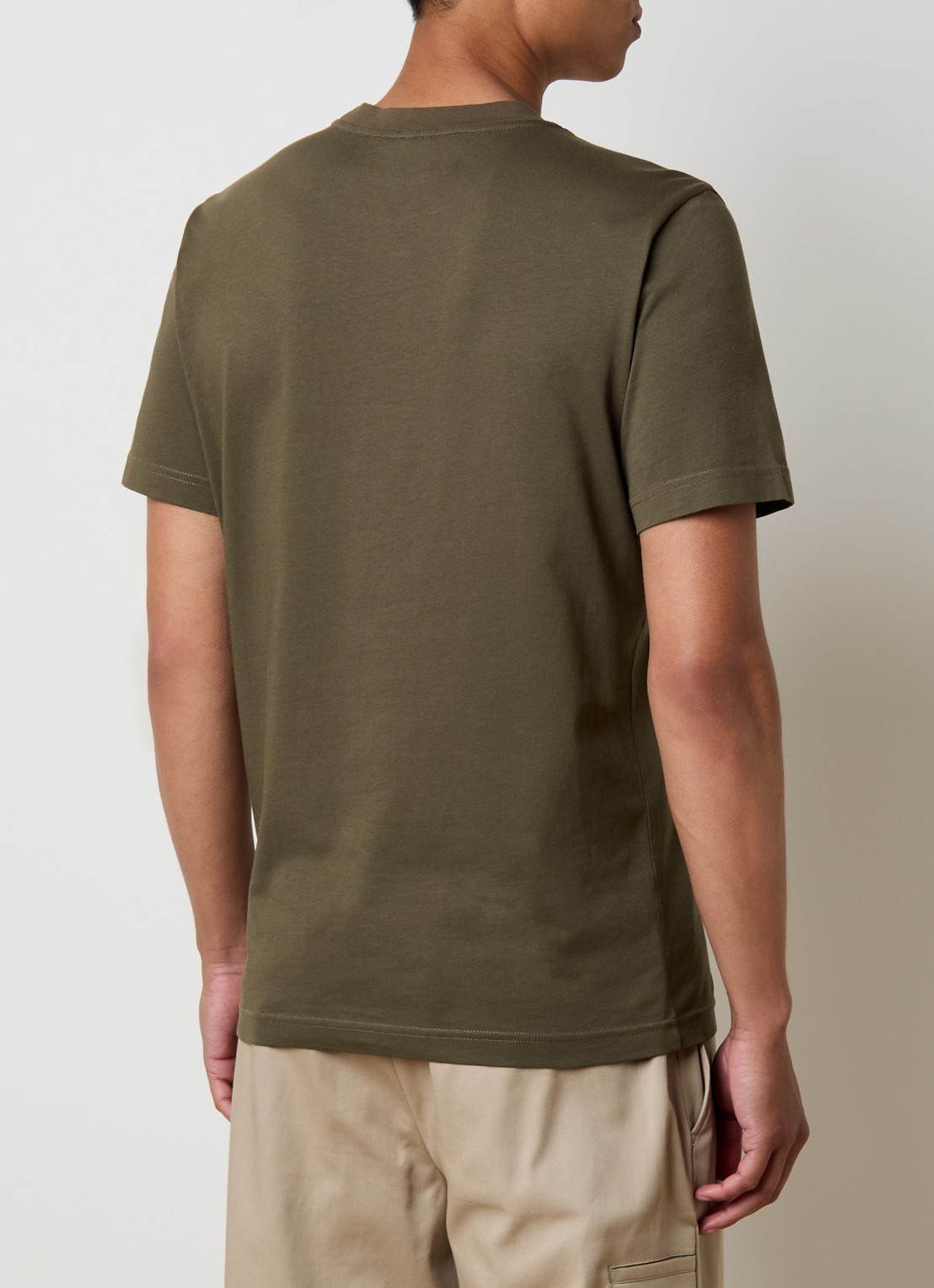 Moncler T-shirt met logoborduring - achterkant bronsgroen