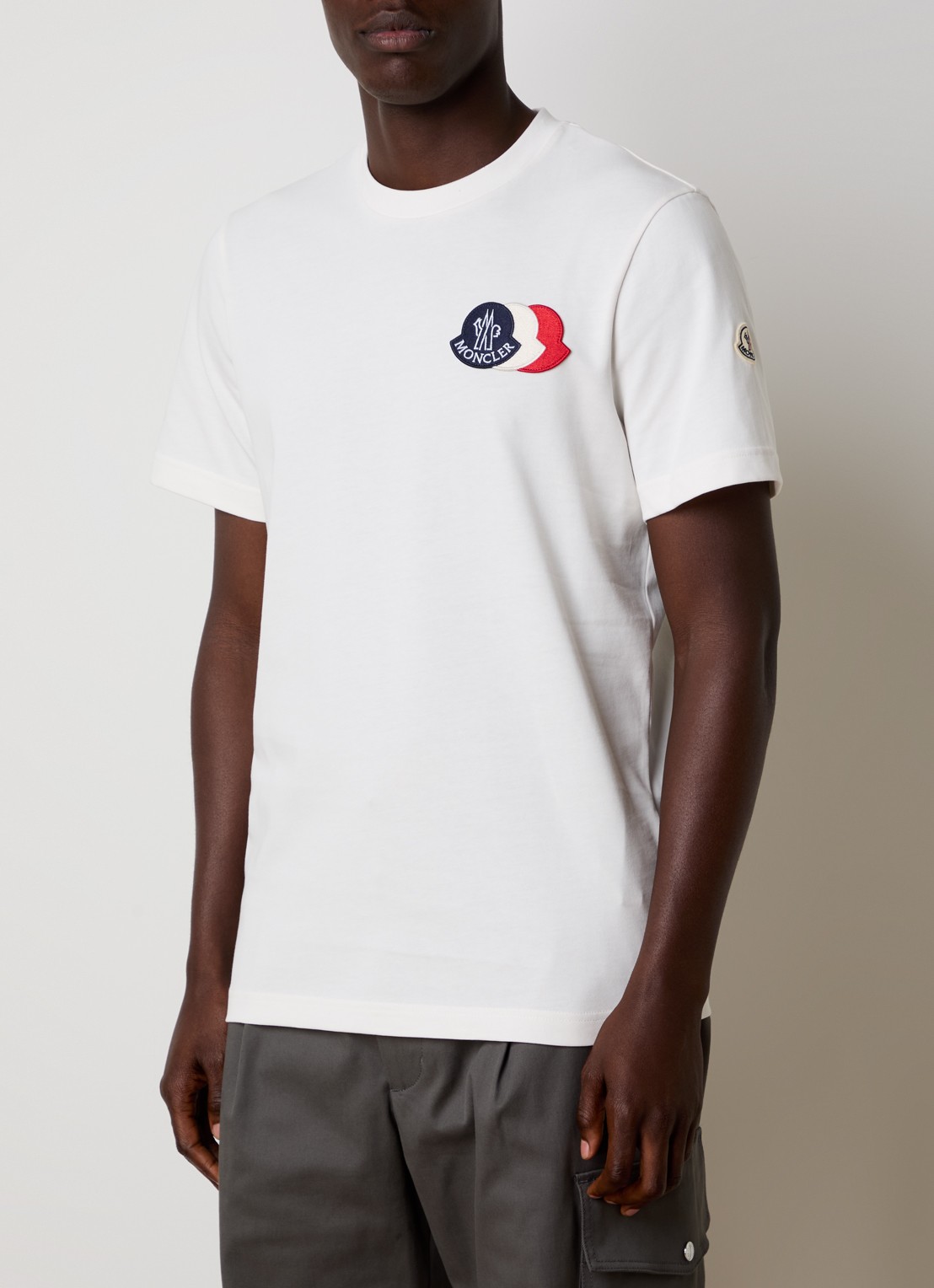 Moncler T-shirt met logoborduring - detail 4 creme