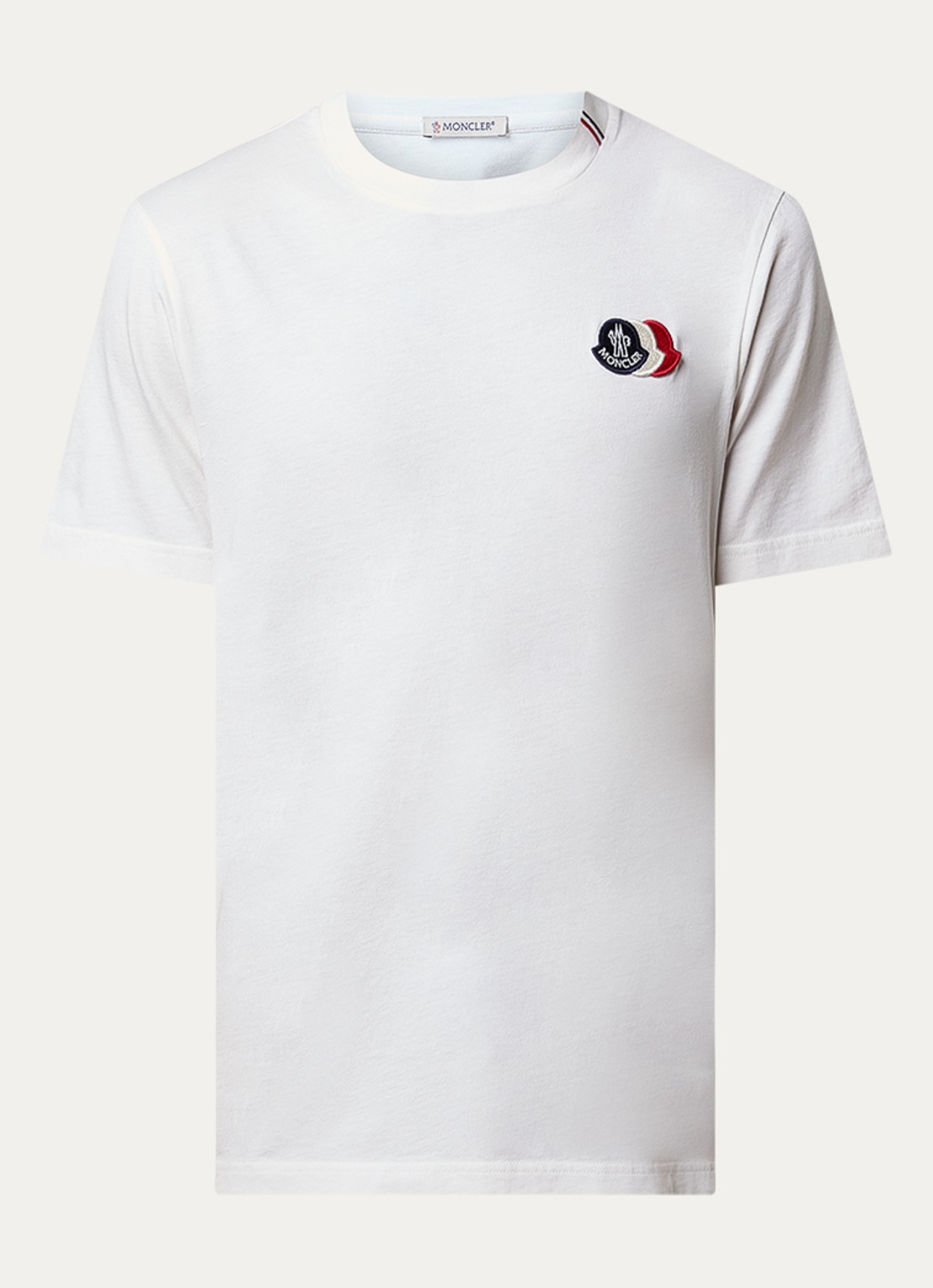 Moncler T-shirt met logoborduring - voorkant gebroken wit