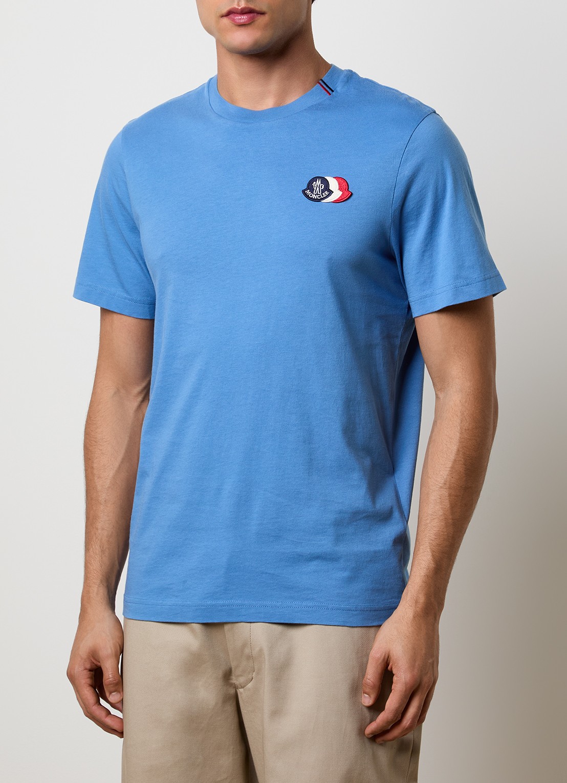 Moncler T-shirt met logoborduring - detail 4 blauw