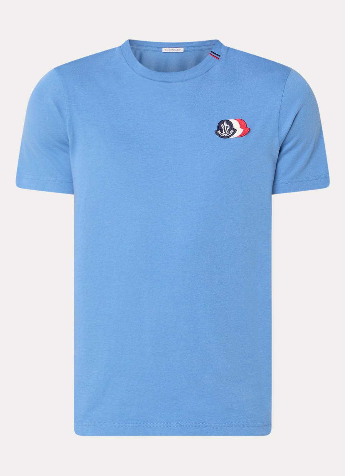 Moncler T-shirt met logoborduring - voorkant blauw
