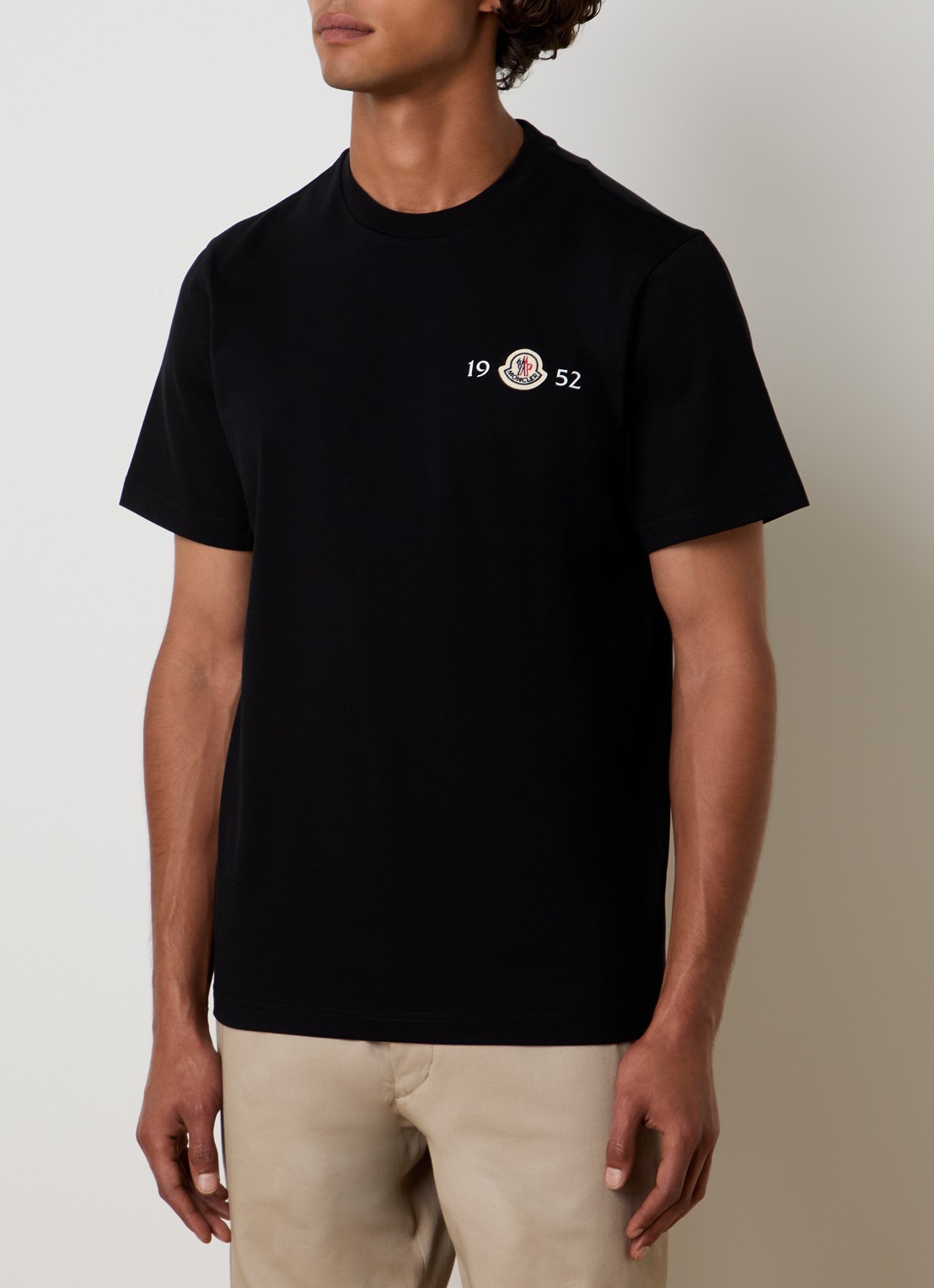 Moncler T-shirt met logoborduring - detail zwart