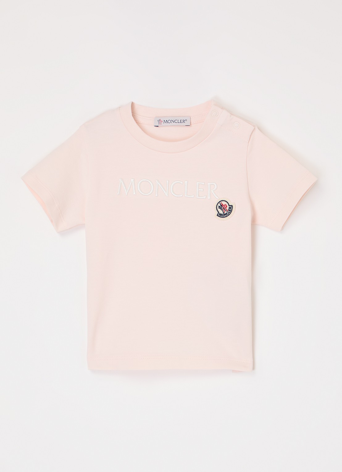 Moncler T-shirt met logoborduring - voorkant lichtroze