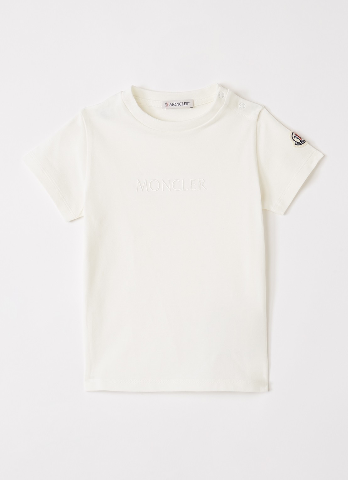 Moncler T-shirt met logoborduring - voorkant gebroken wit